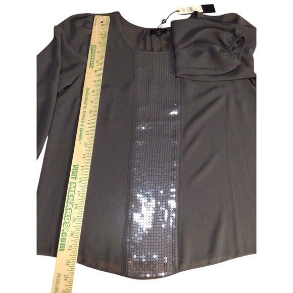 Talbots Blouse Women's 2P Gray Sheer Sequin Shirt Lightweight Top NWT - Picture 6 of 8